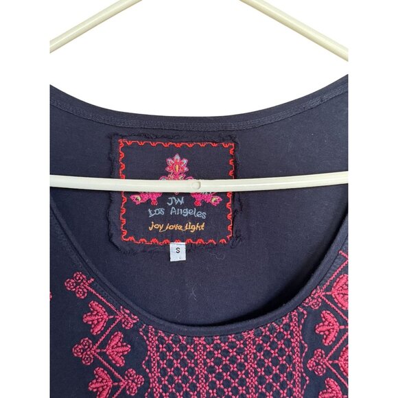 Johnny Was LA Geometric Embroidered Midi Dress 3/4 Sleeve Scoop Neck Sz Small /d - Picture 4 of 7